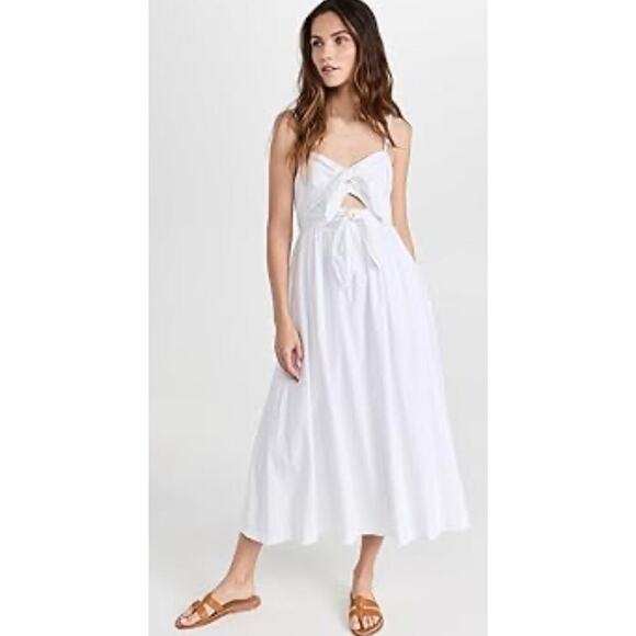 Madewell Women’s Double Tie Cutout Sweetheart Midi White Dress size 4 - Picture 1 of 11